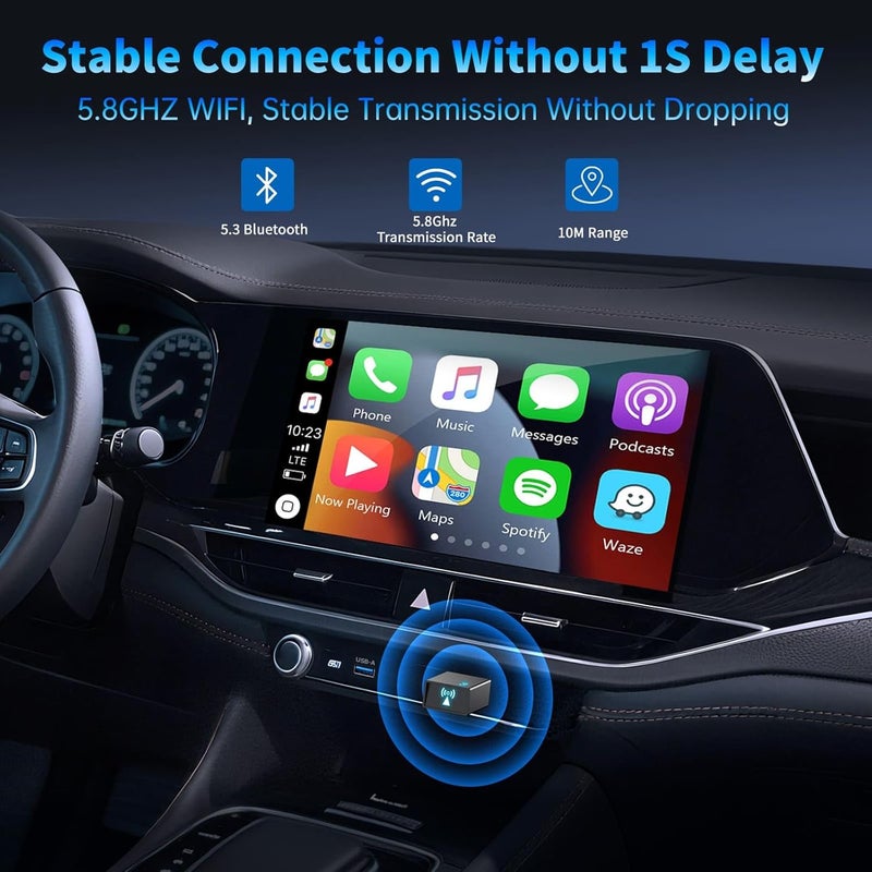 CNDPSTE Wireless CarPlay Adapter for iPhone[2025 Upgrade]Convert Wired to Mini Wireless Bluetooth Car Play Adapter, Plug and Play Stable Connection Compatible for Cars from 2016 & iOS 10+,USB A/Type C - Image 5